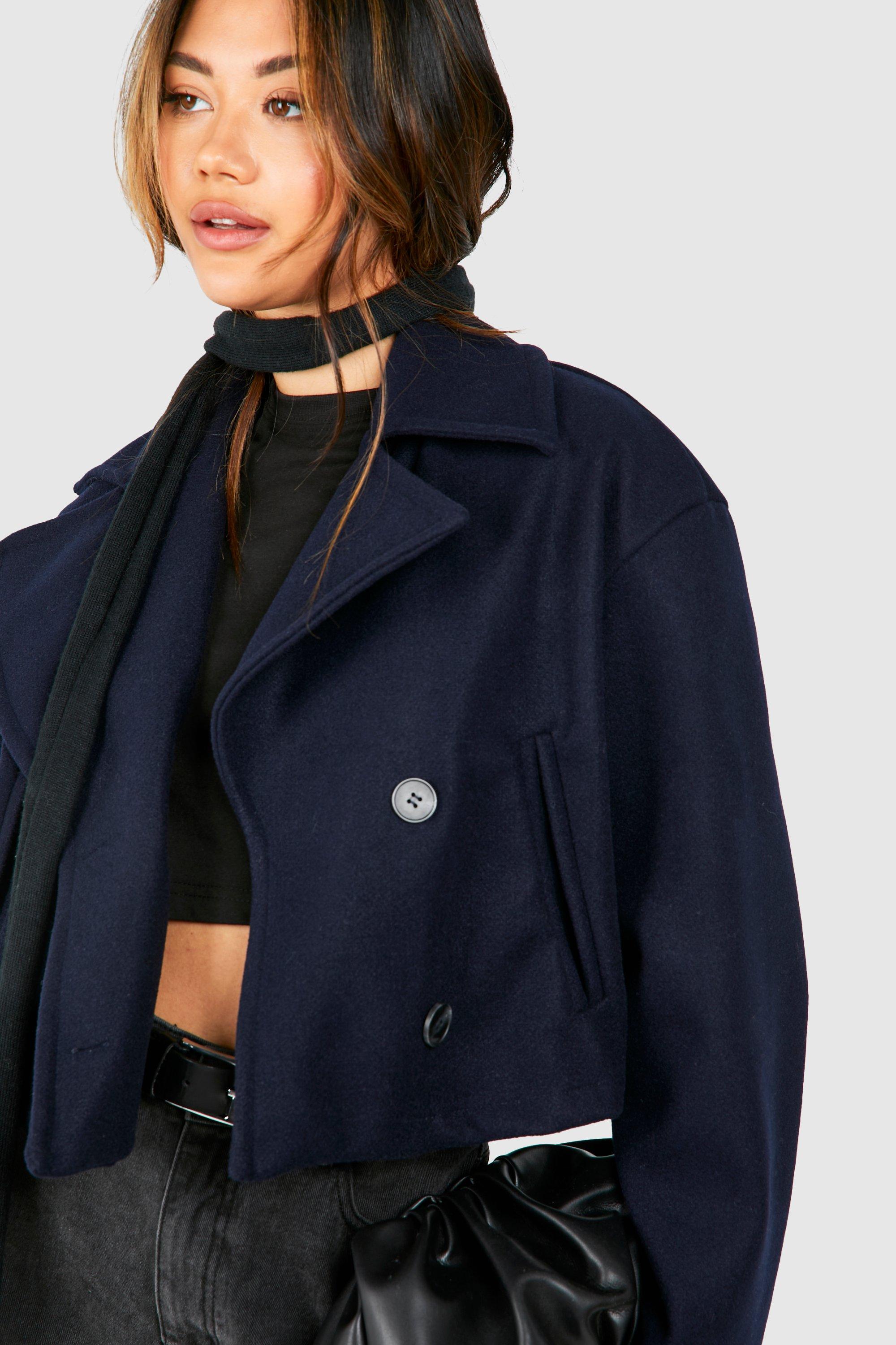 Boohoo hot sale navy coat