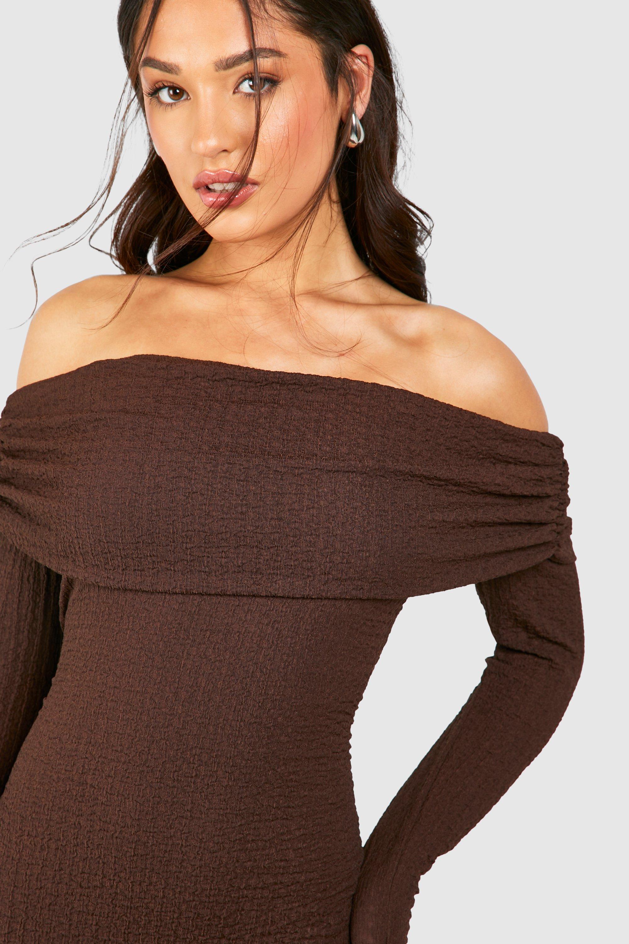 Boohoo bardot deals maxi dress