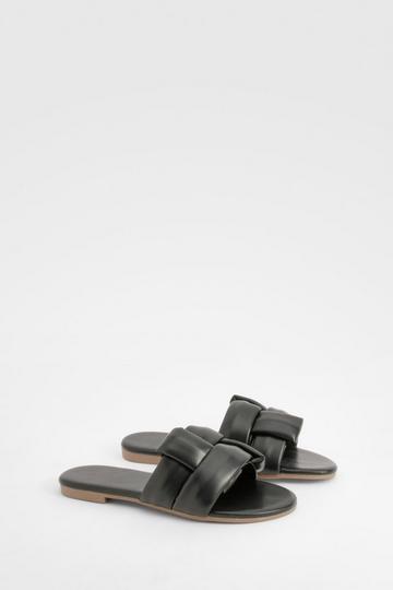 Woven Slip On Mule Sandals black