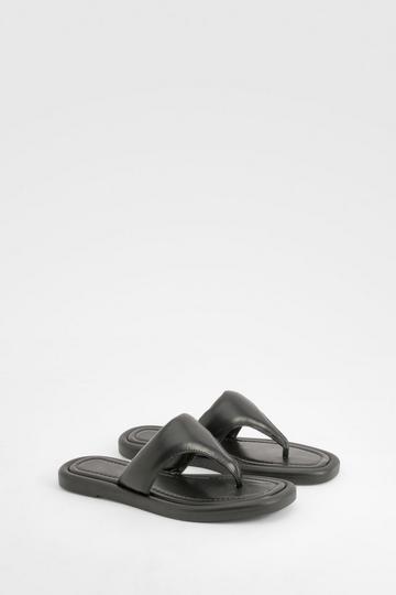 Padded Toe Post Flat Sandals black