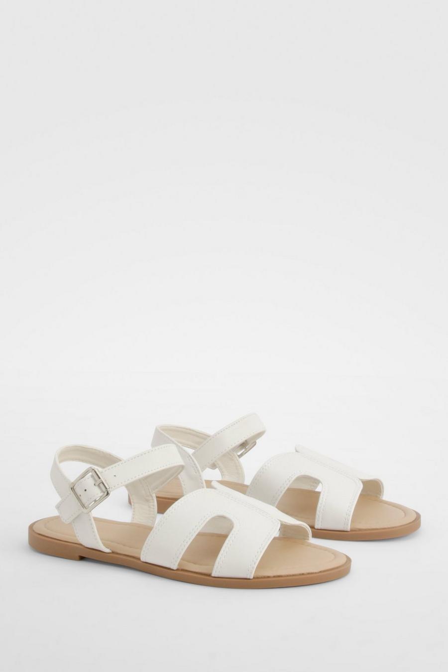 White 2 Part Basic Sandals 