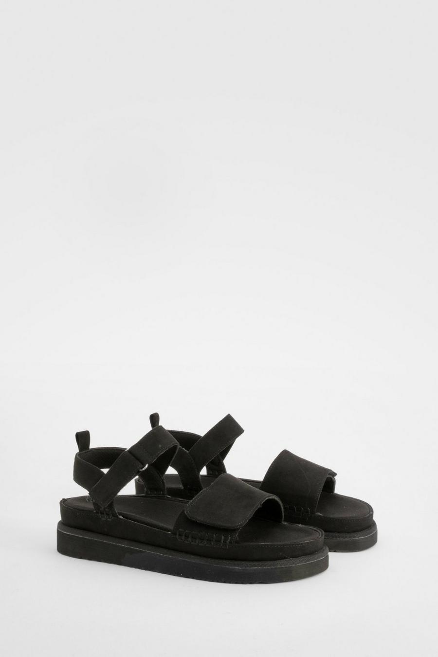 Sandali casual in 2 parti con suola spessa, Black