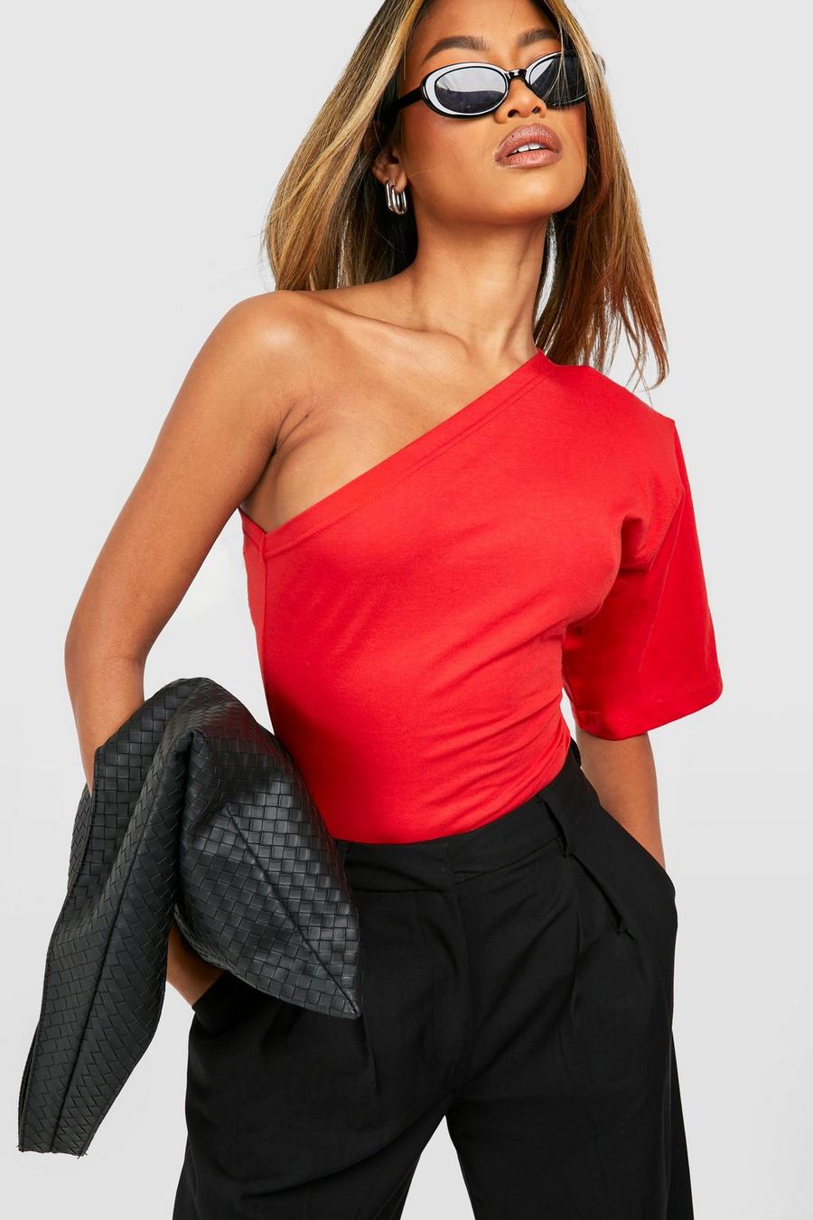 Red rot One Shoulder T-shirt With Shoulder Pads