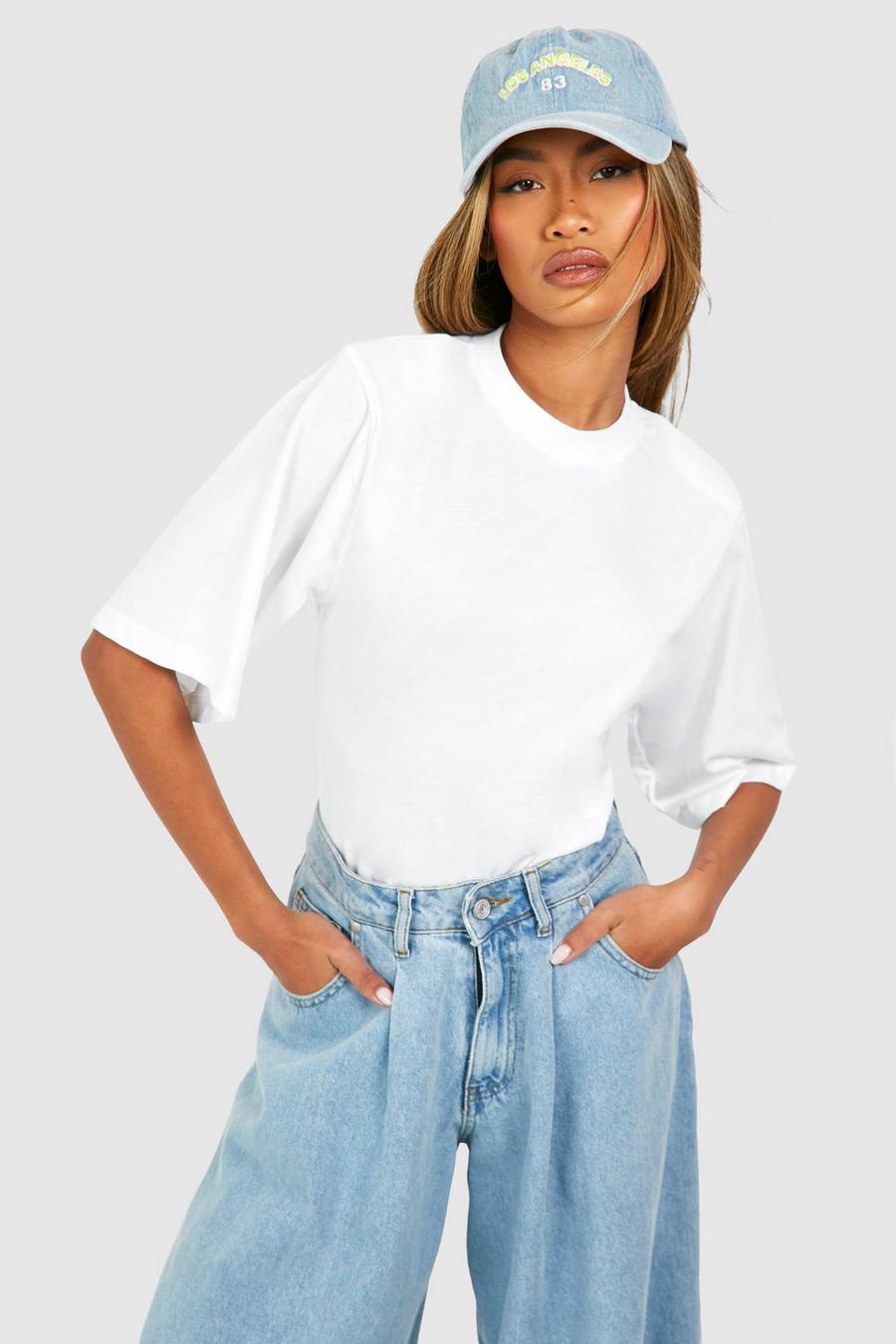 White T-shirt With Shoulder Pads 