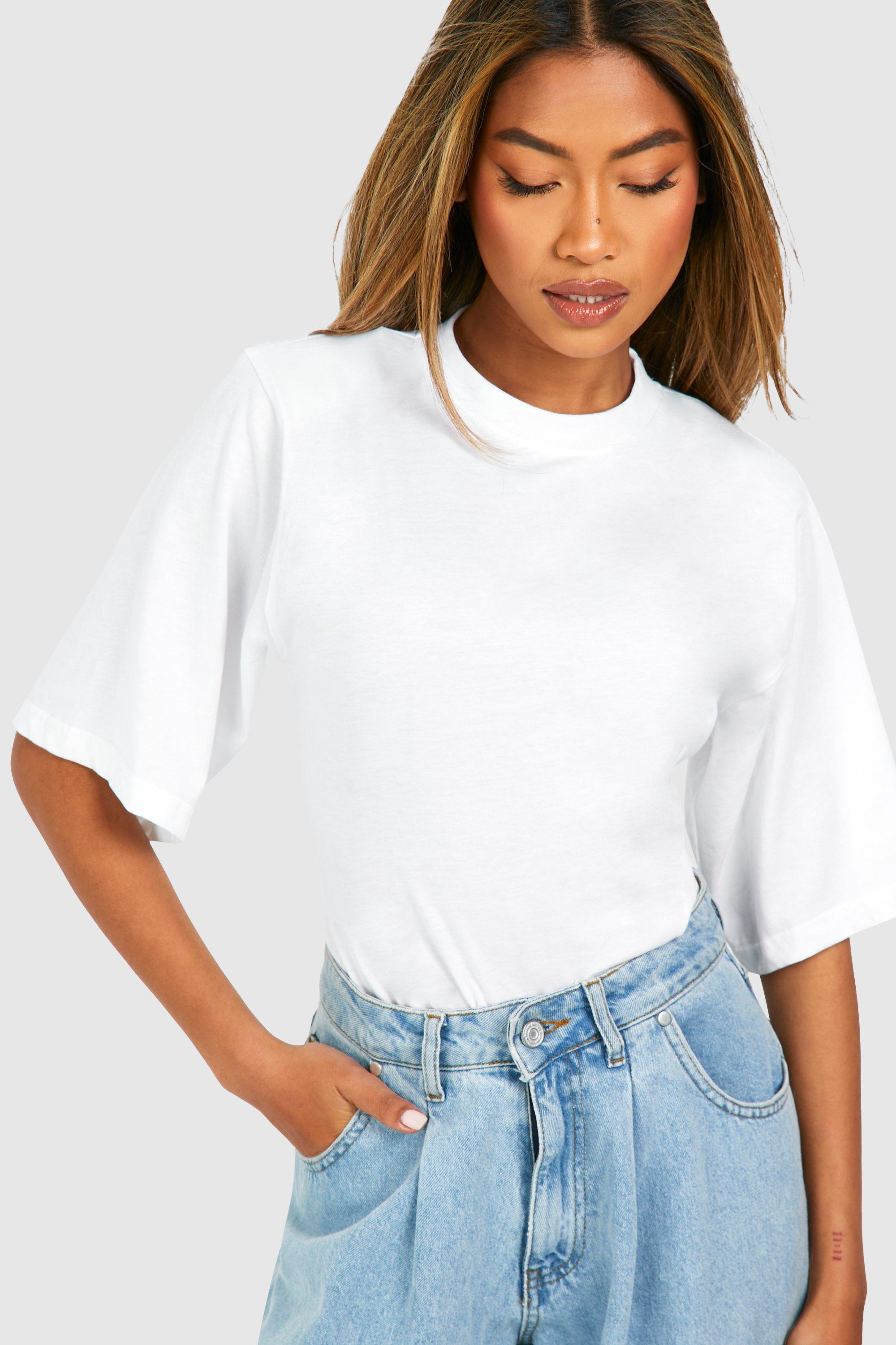 White t shirt hot sale with shoulder pads