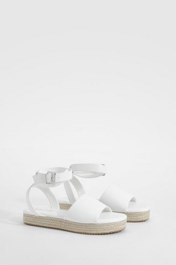 White Two Part Flatform Sandals