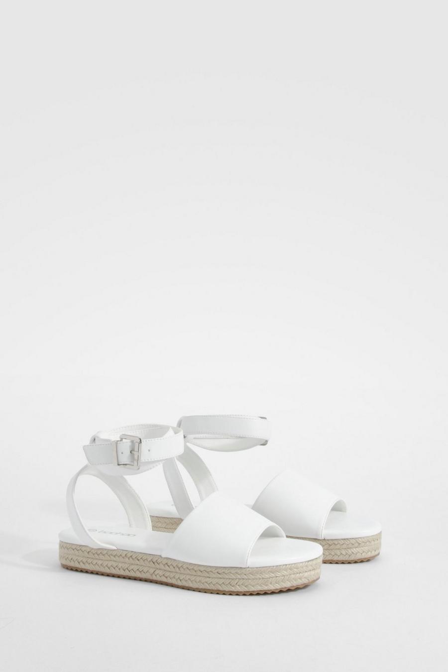 White Two Part Flatform Sandals 