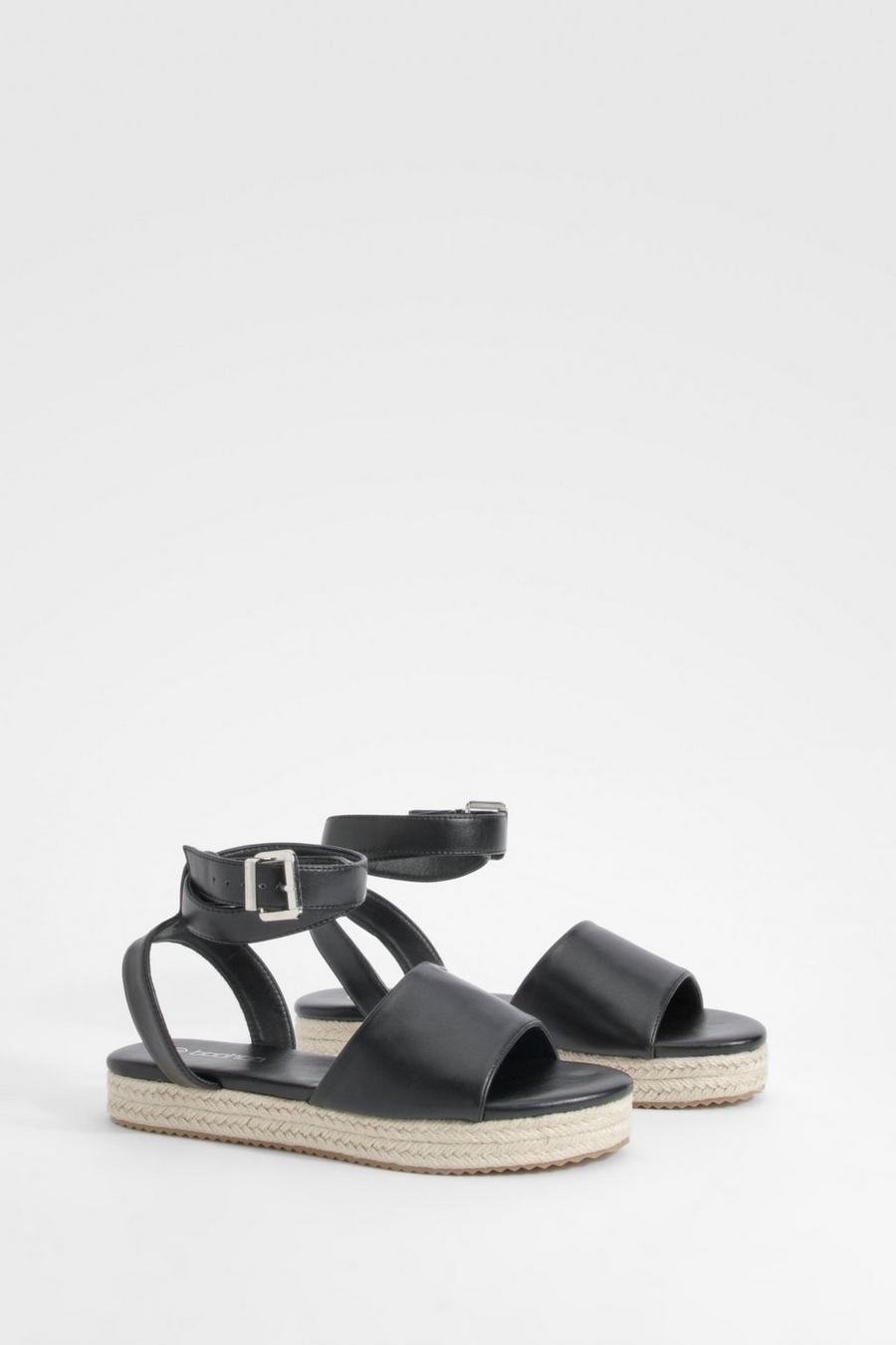 Black Two Part Flatform Sandals
