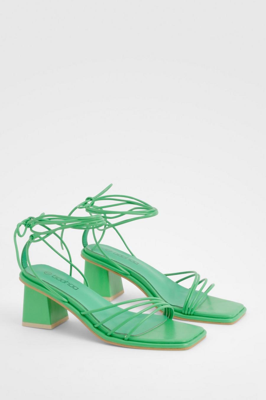 Green Wrap Up Strappy Low Heel Sandals image number 1