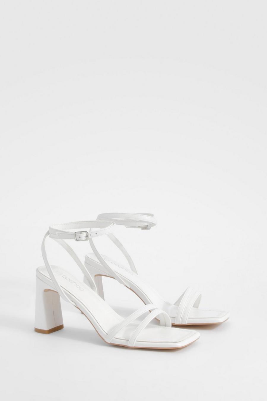 White Mid Height Double Strap Sandals image number 1
