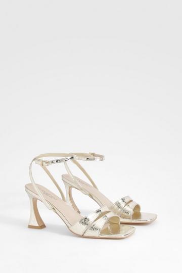 Wide Fit Double Strap Flare Heel 2 Part gold