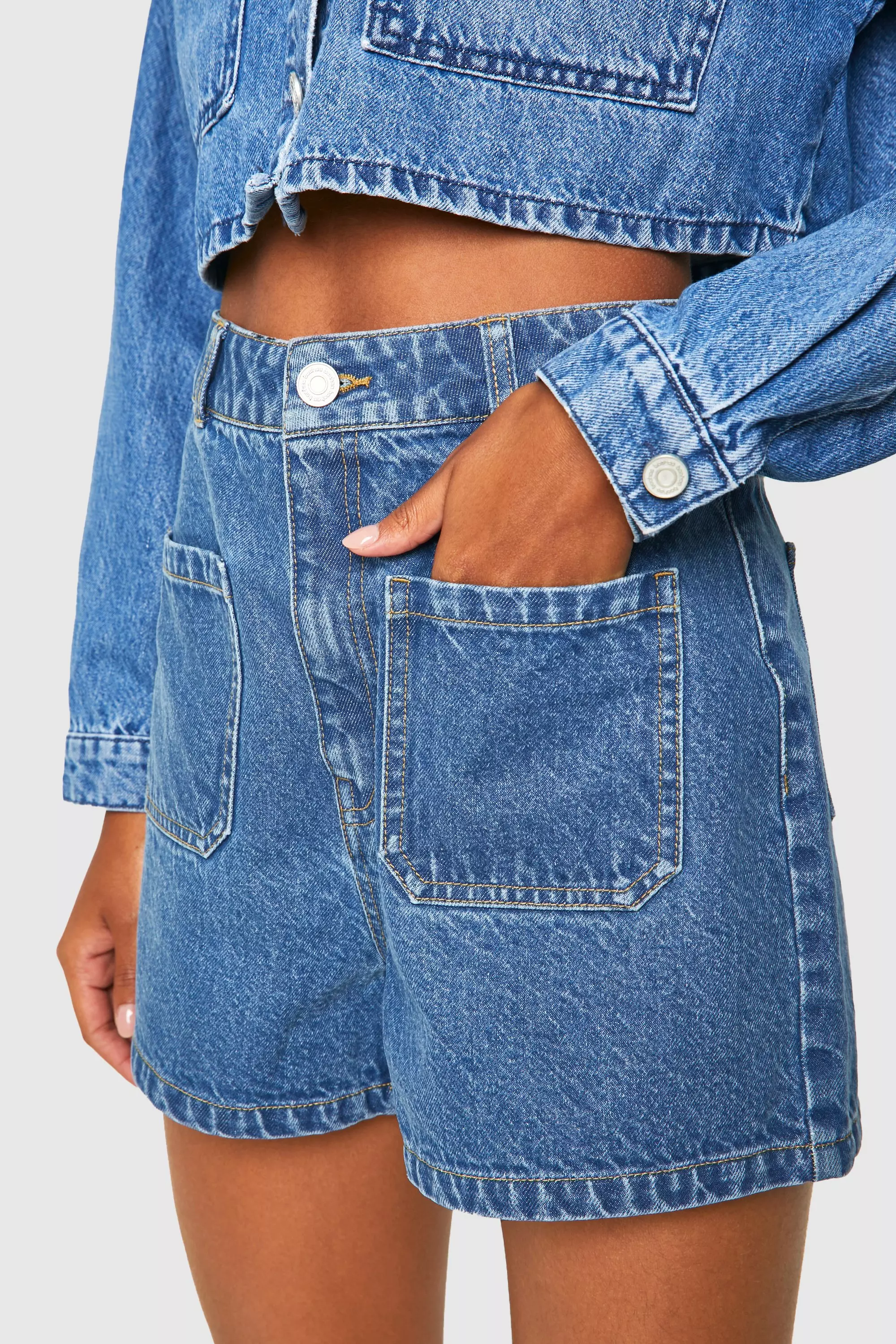 【BOHEMIAN SEOUL】FRONT POCKET DENIM SHORTS Patch-pocket Denim Short In Hillside Wash For Women | J.Crew