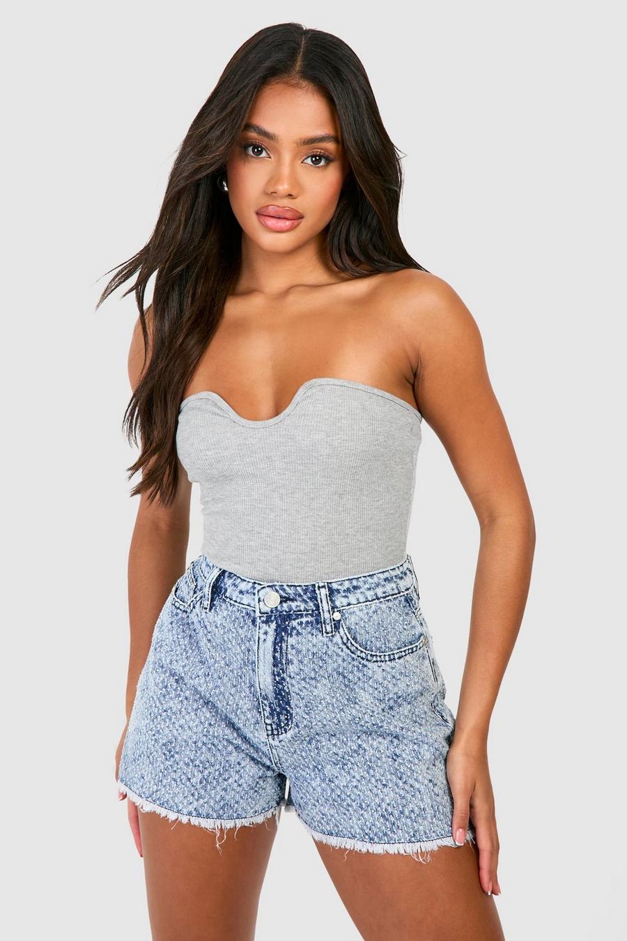 Blue Hot Seal Front Distressed Jean Short