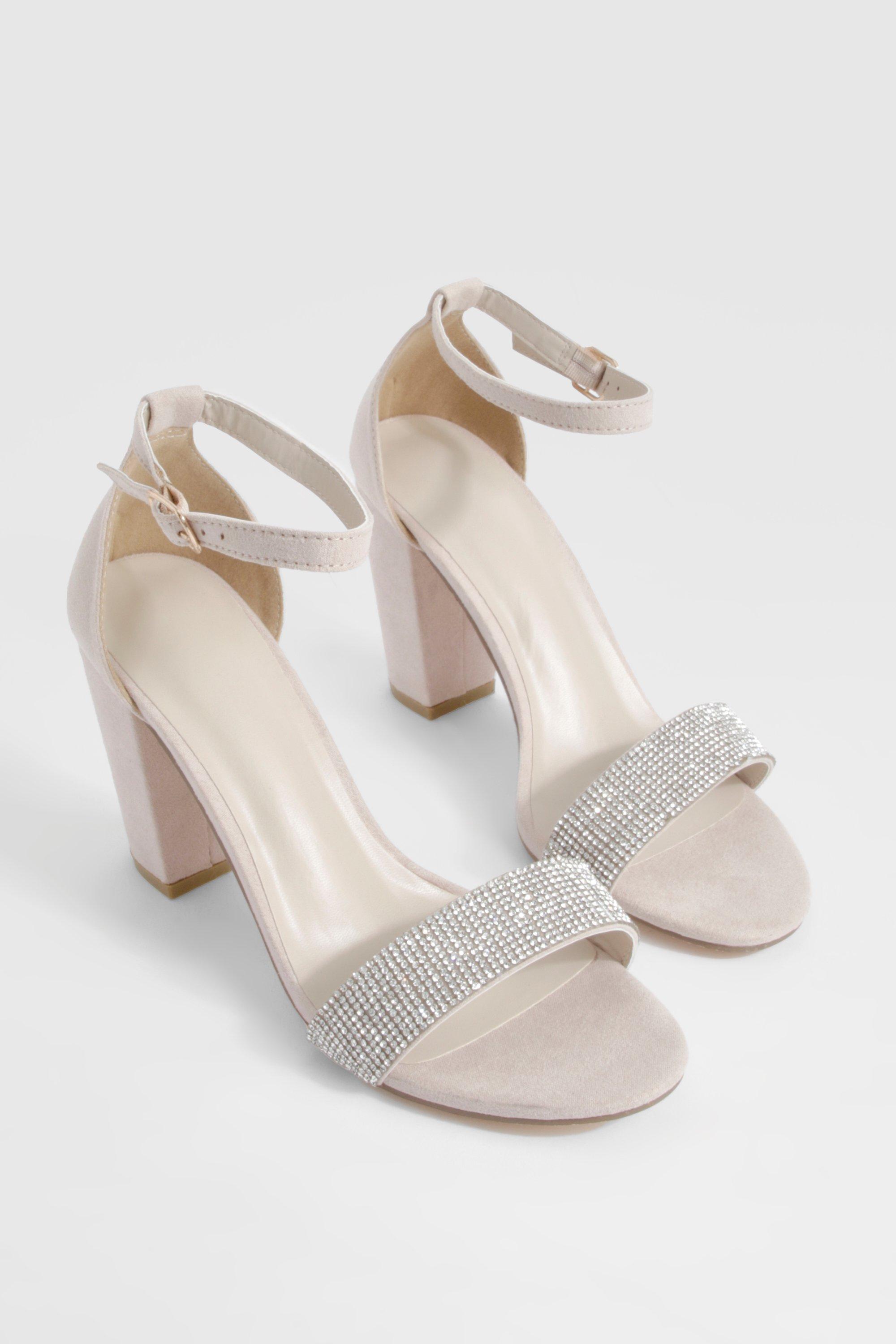 Sandali in due parti con strass e tacco a blocco boohoo IT