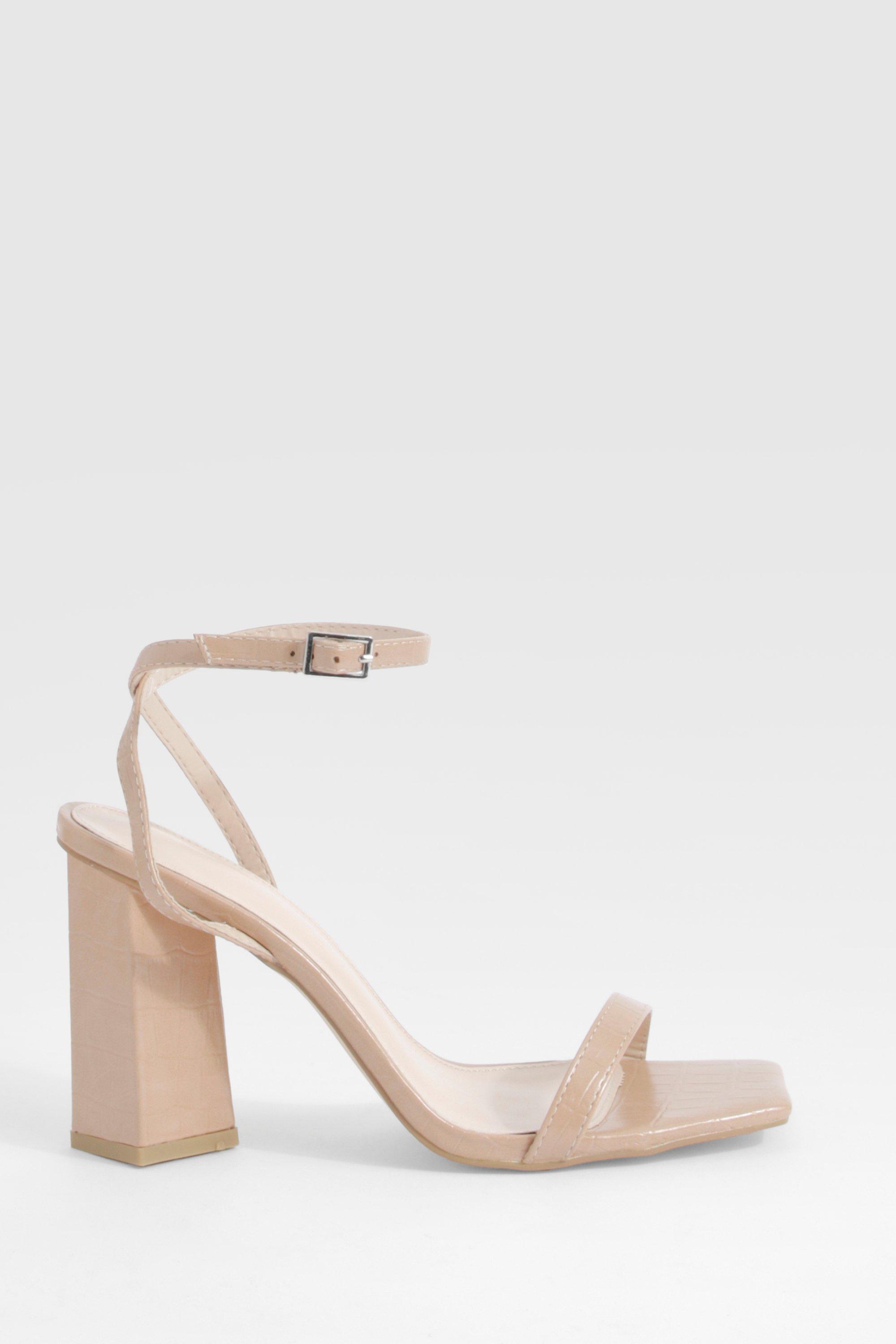 Croc Two Part Strappy Block Heels boohoo