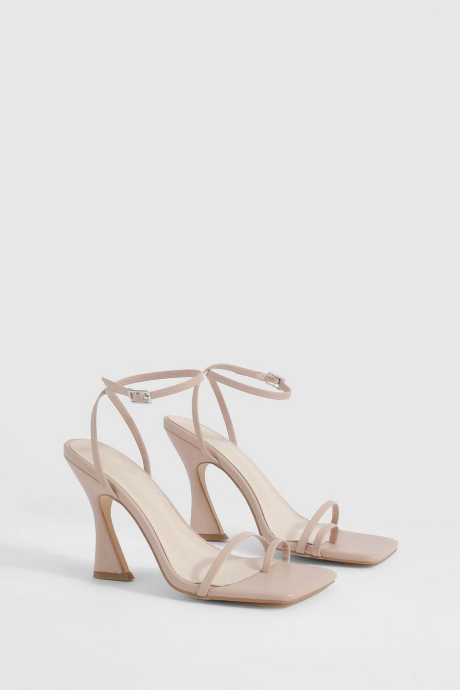 Nude Strappy Toe Detail High Heels image number 1