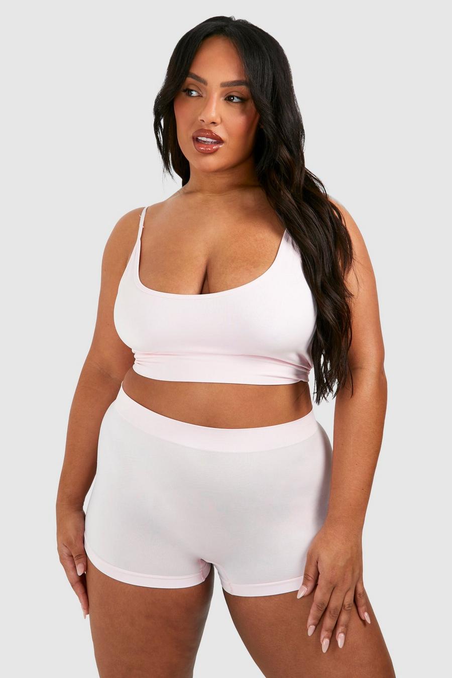 Grande taille - Soutien-gorge long sans coutures, Baby pink image number 1