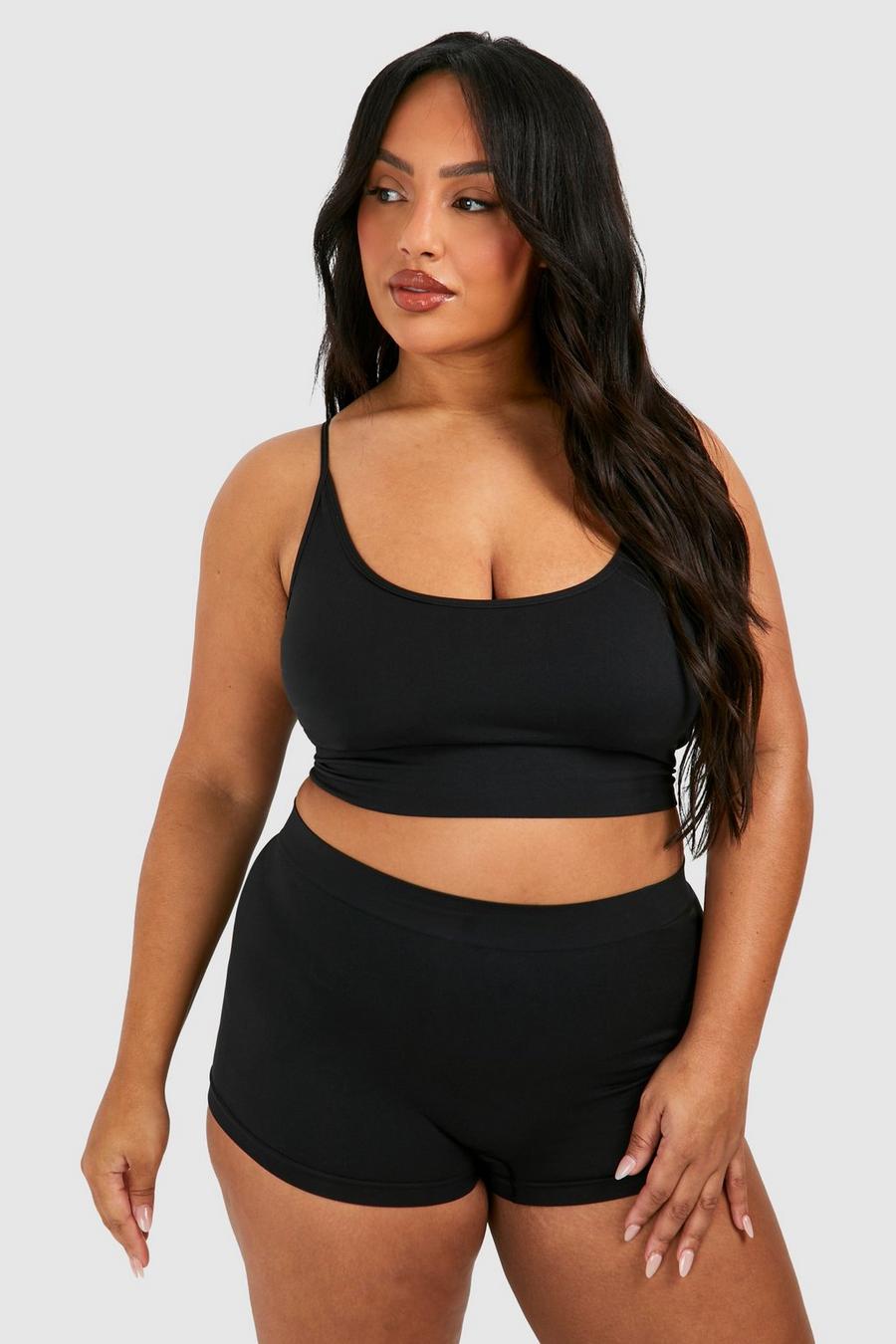Plus Size Sexy Bra, Women's Plus Contrast Lace Tummy Control Slim Fit  Bustier Cami Top