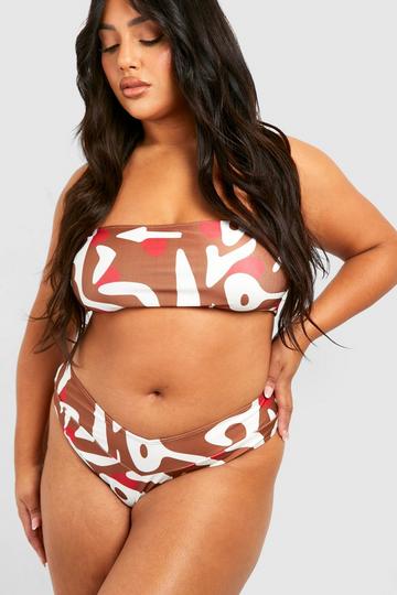 Plus Animal V Band High Waisted Bikini Bottom multi