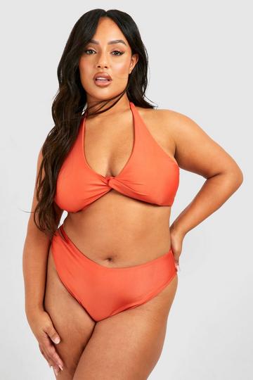 Plus Halter Plunge Bikini Top rust