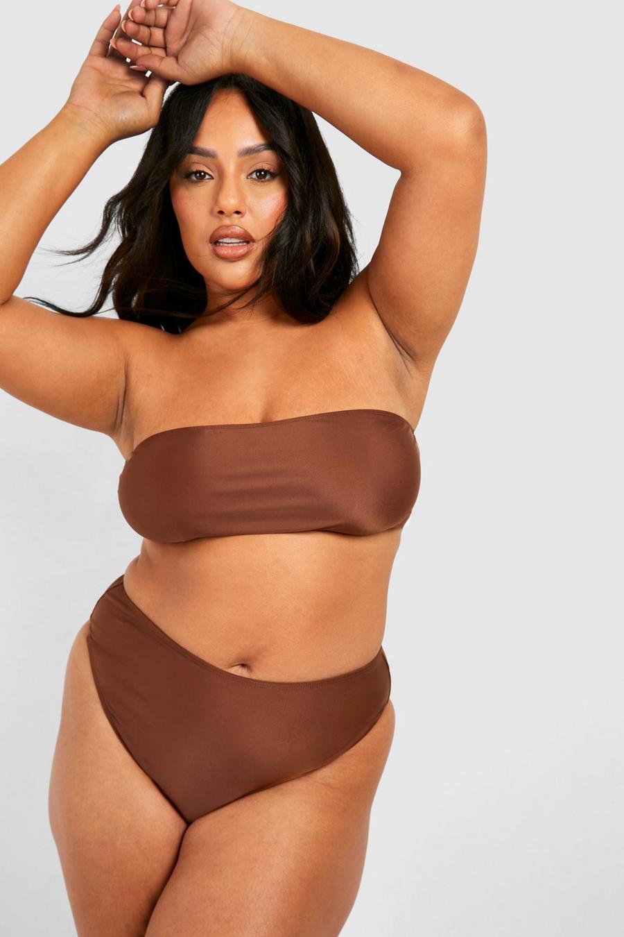 Chocolate brun Plus Bandeau Bikini Top
