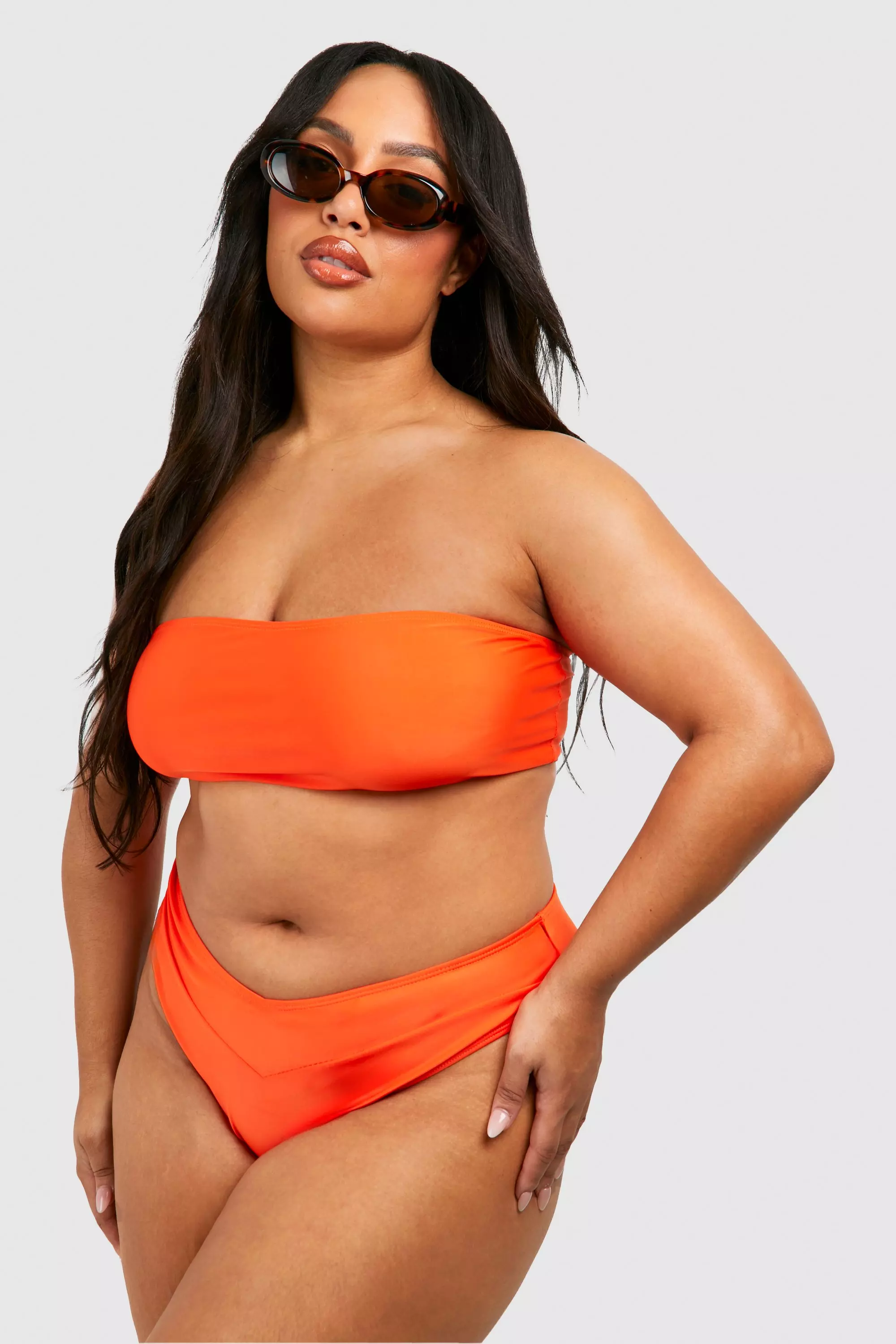 Orange Plus Bandeau Bikini Top صورة بديلة