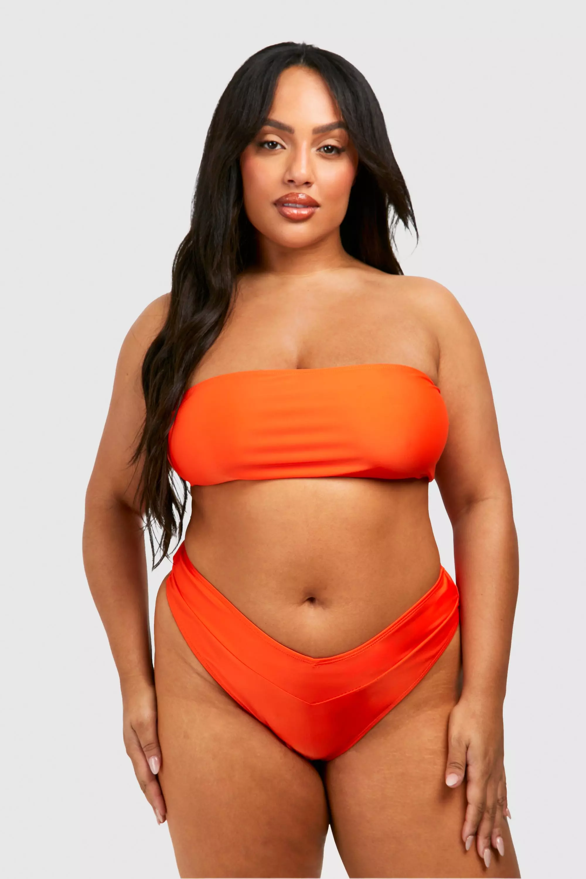 Orange Plus Bandeau Bikini Top صورة بديلة