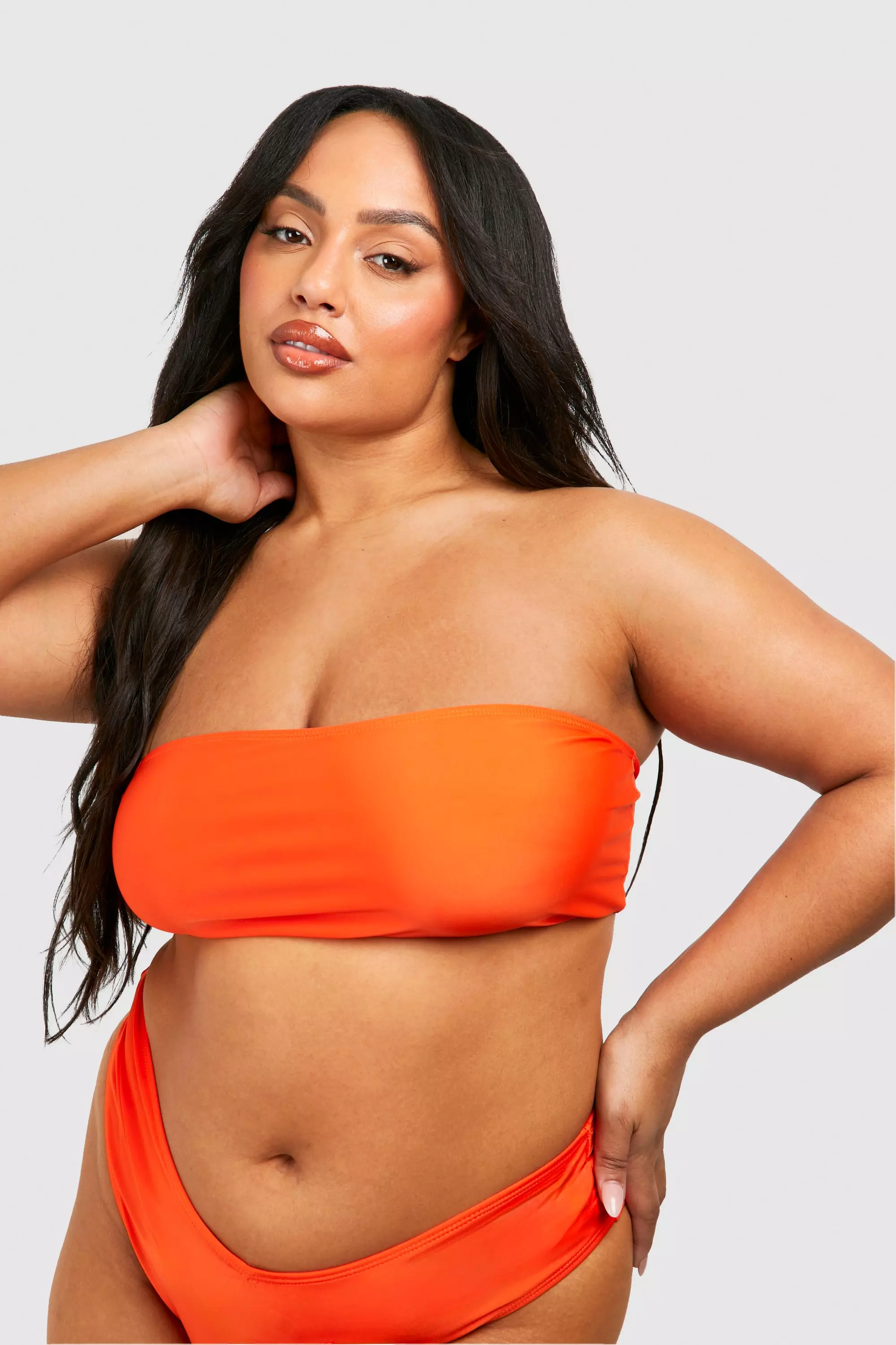 Orange Plus Bandeau Bikini Top صورة بديلة