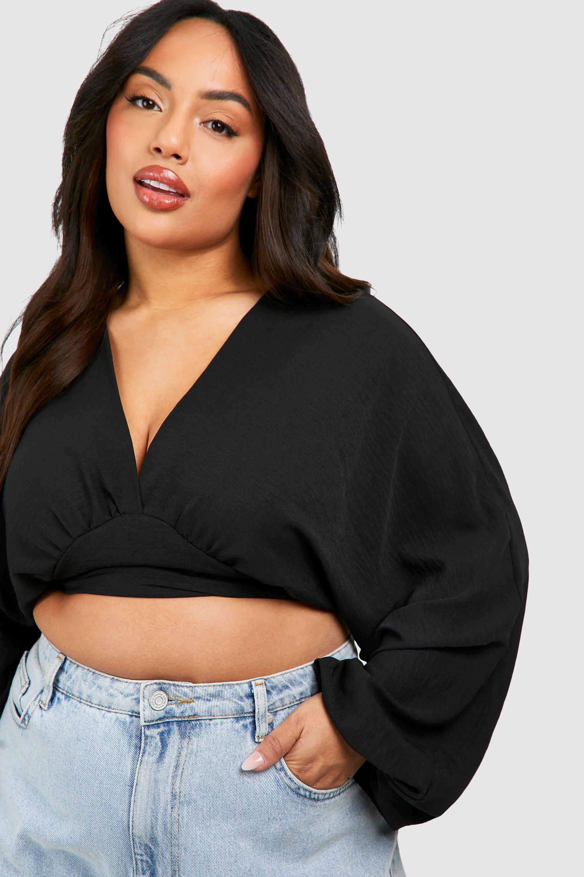 Black batwing top store plus size