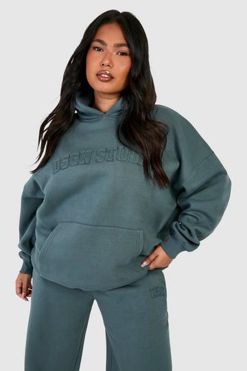 Sage Green Plus Dsgn Studio Self Fabric Applique Oversized Hoodie