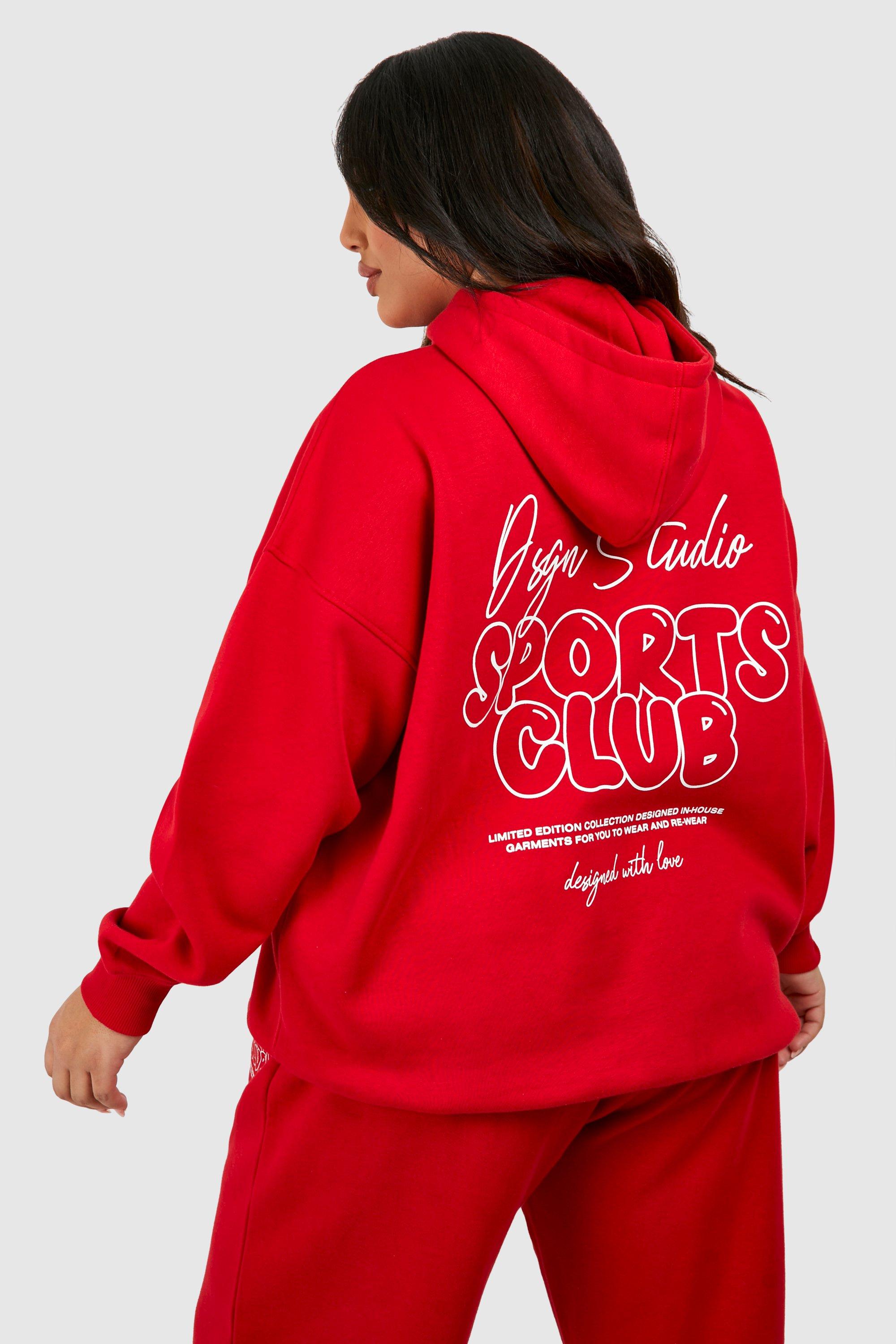 Red discount hoodie boohoo