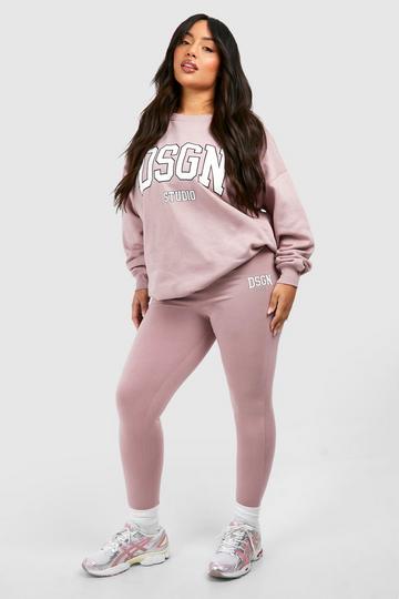 Plus Dsgn Studio Slogan Legging Tracksuit mauve