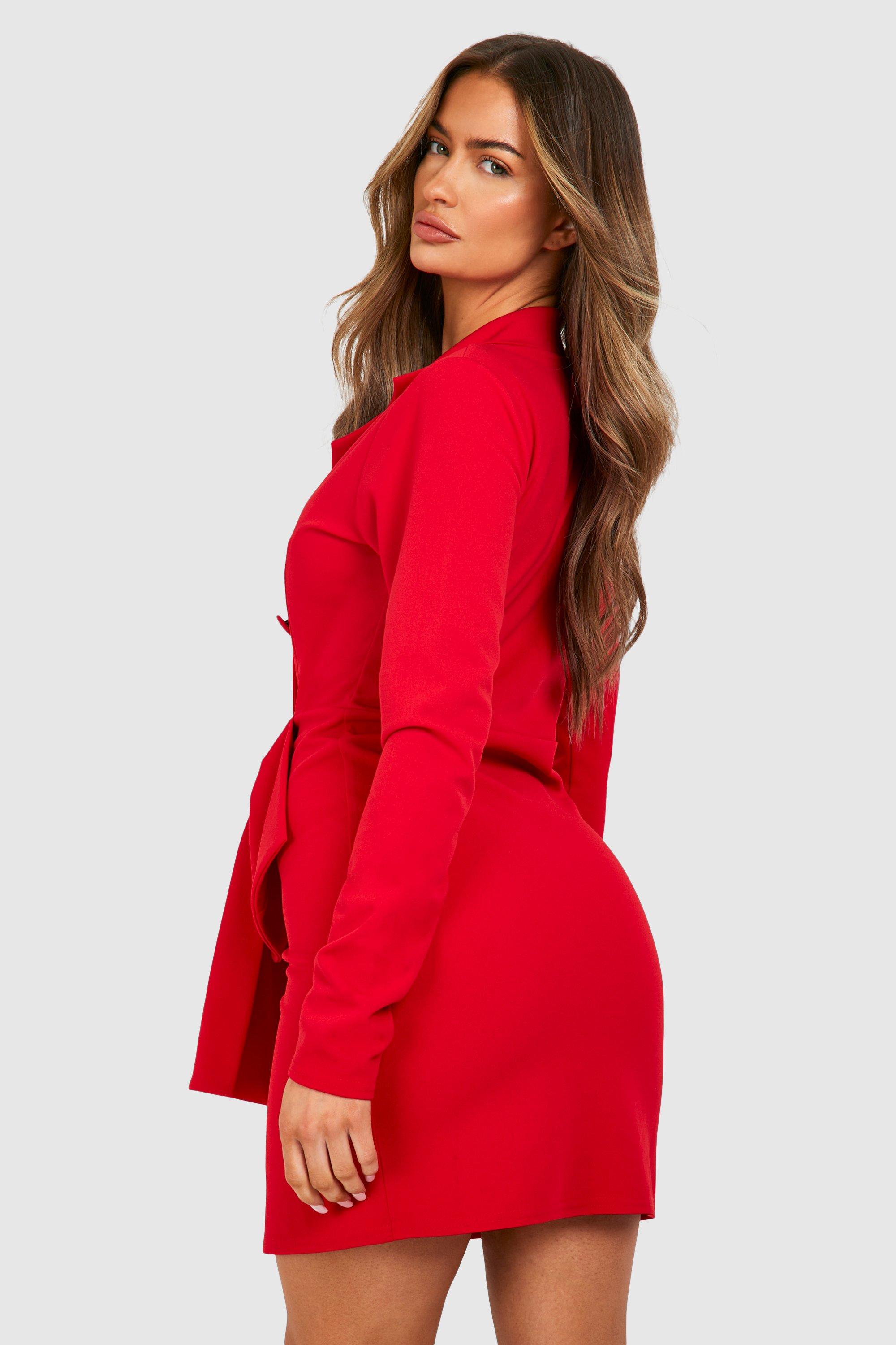 Boohoo red blazer dress best sale
