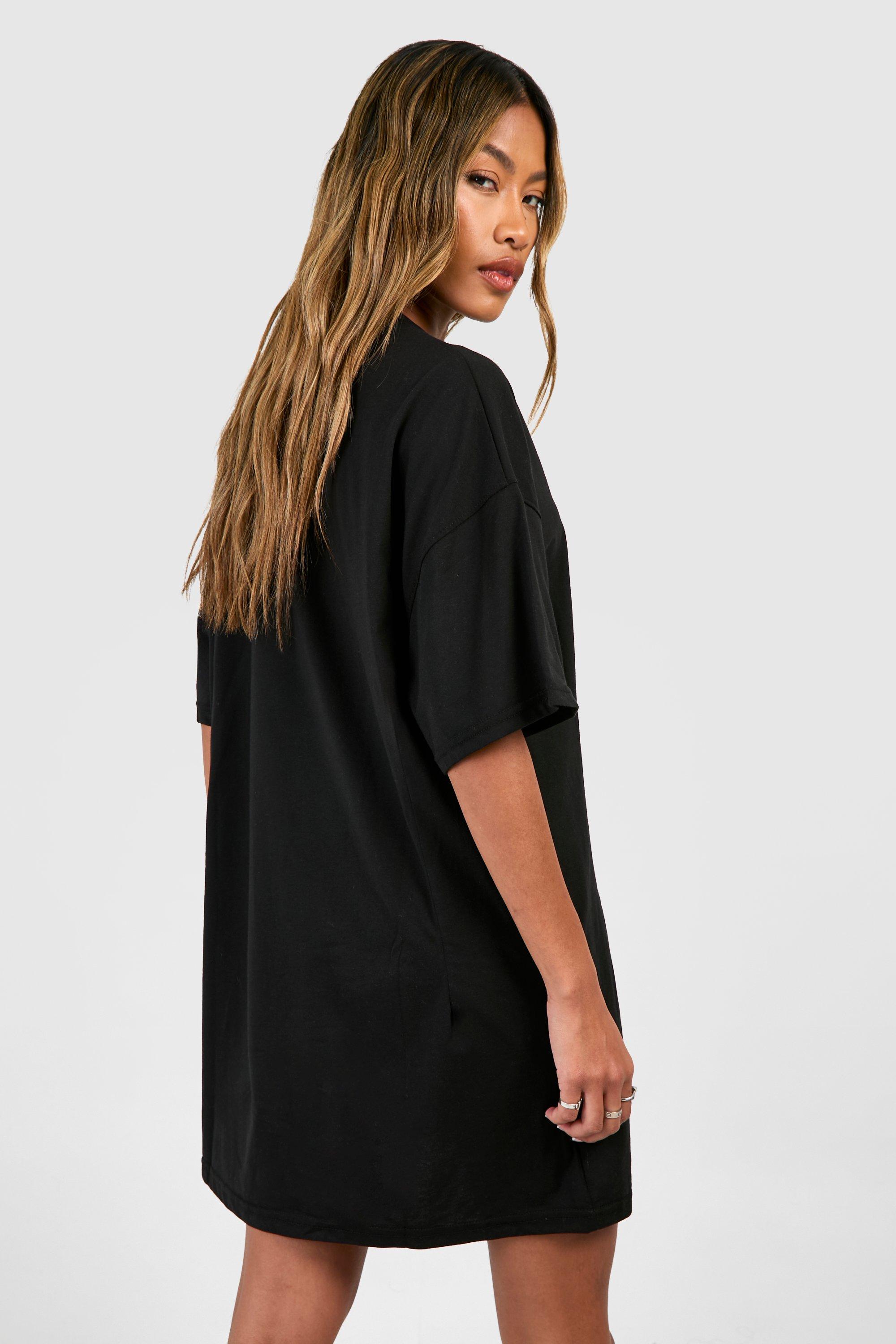 Boohoo black t shirt dress best sale