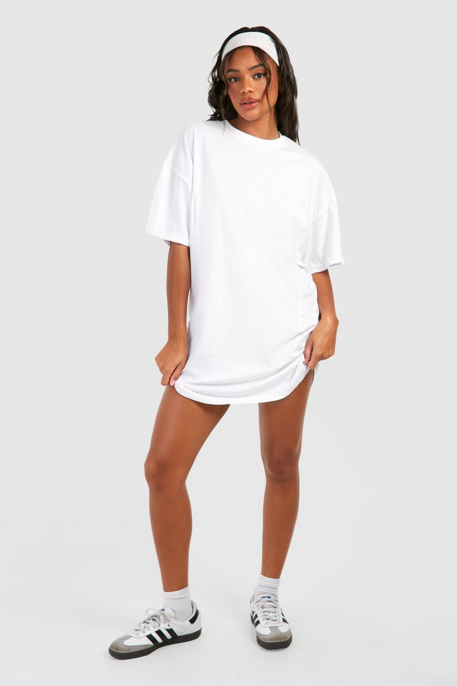 White A-line Structured T-shirt Dress