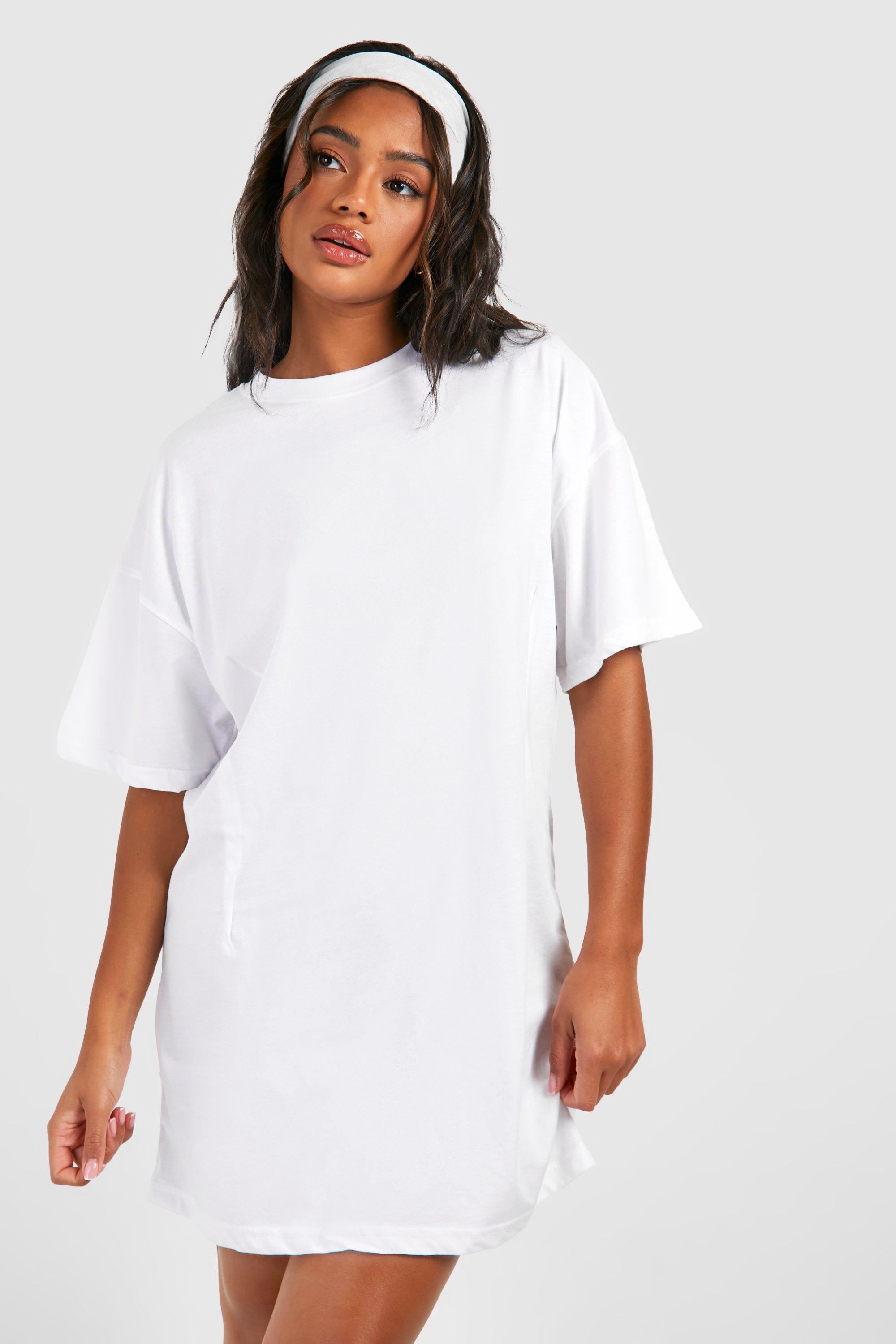 Boohoo white shop t shirt dress