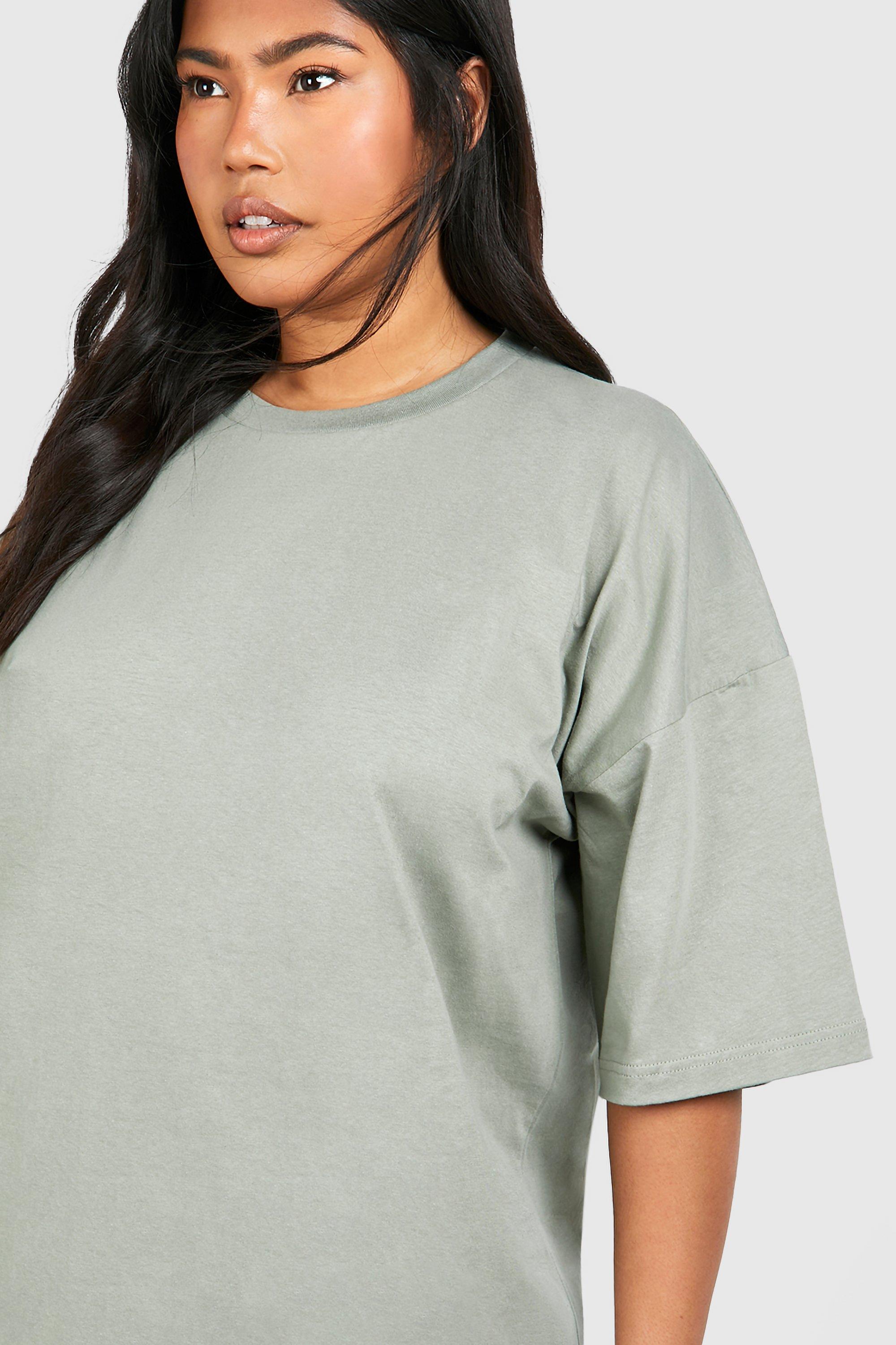 boohoo Plus Oversized Midi T Shirt Dress Green Size 14