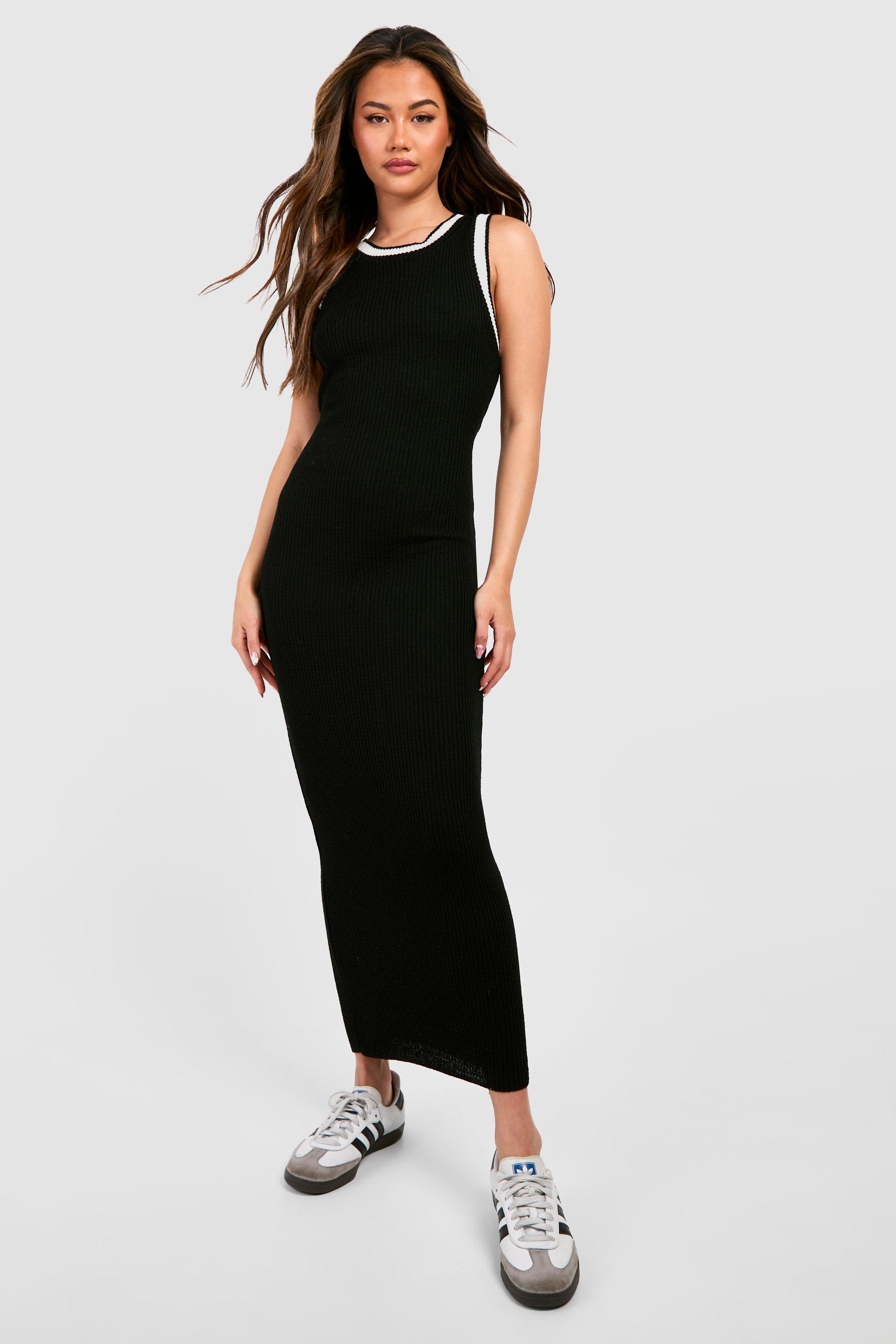 Contrast Binding Knitted Maxi Dress boohoo UK