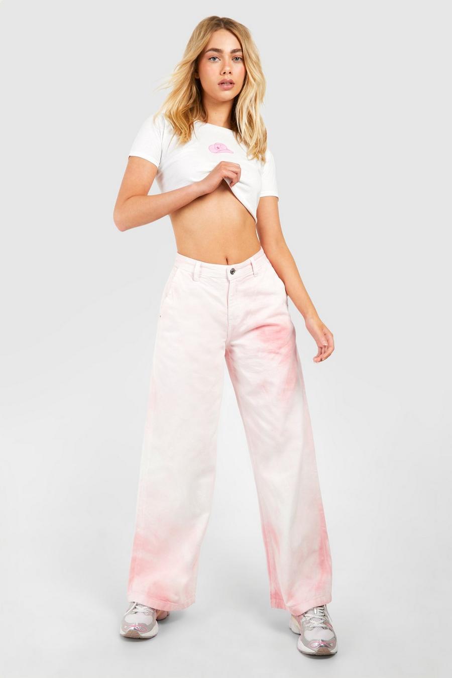 Pink Roze Tie Dye Jeans image number 1