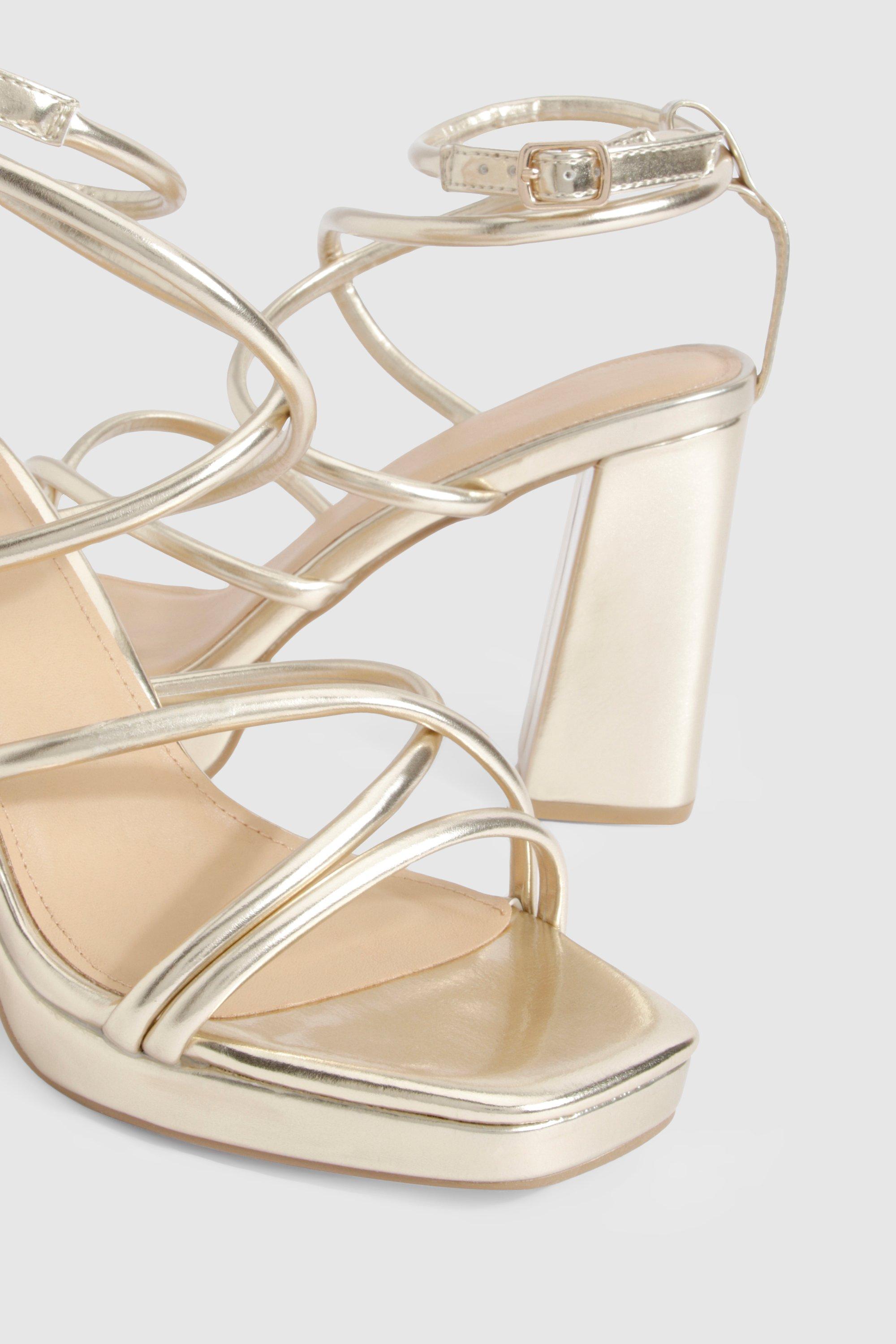 Metallic Cross Strap Platform Heels boohoo IE