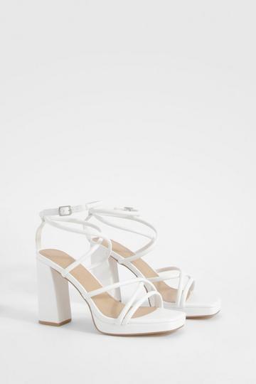 Cross Strap Platform Heels white