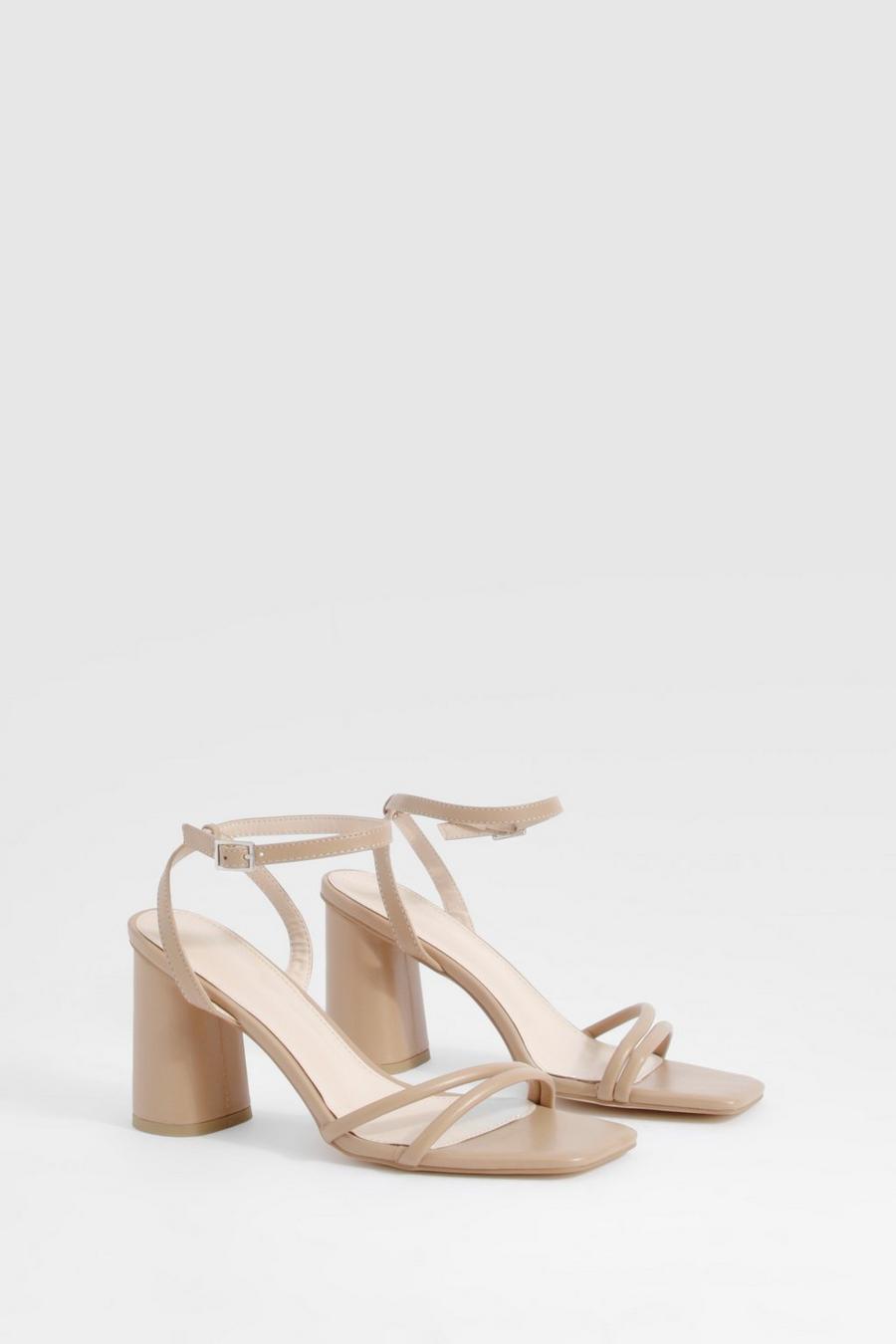 Nude Strappy Two Part Block Heels image number 1