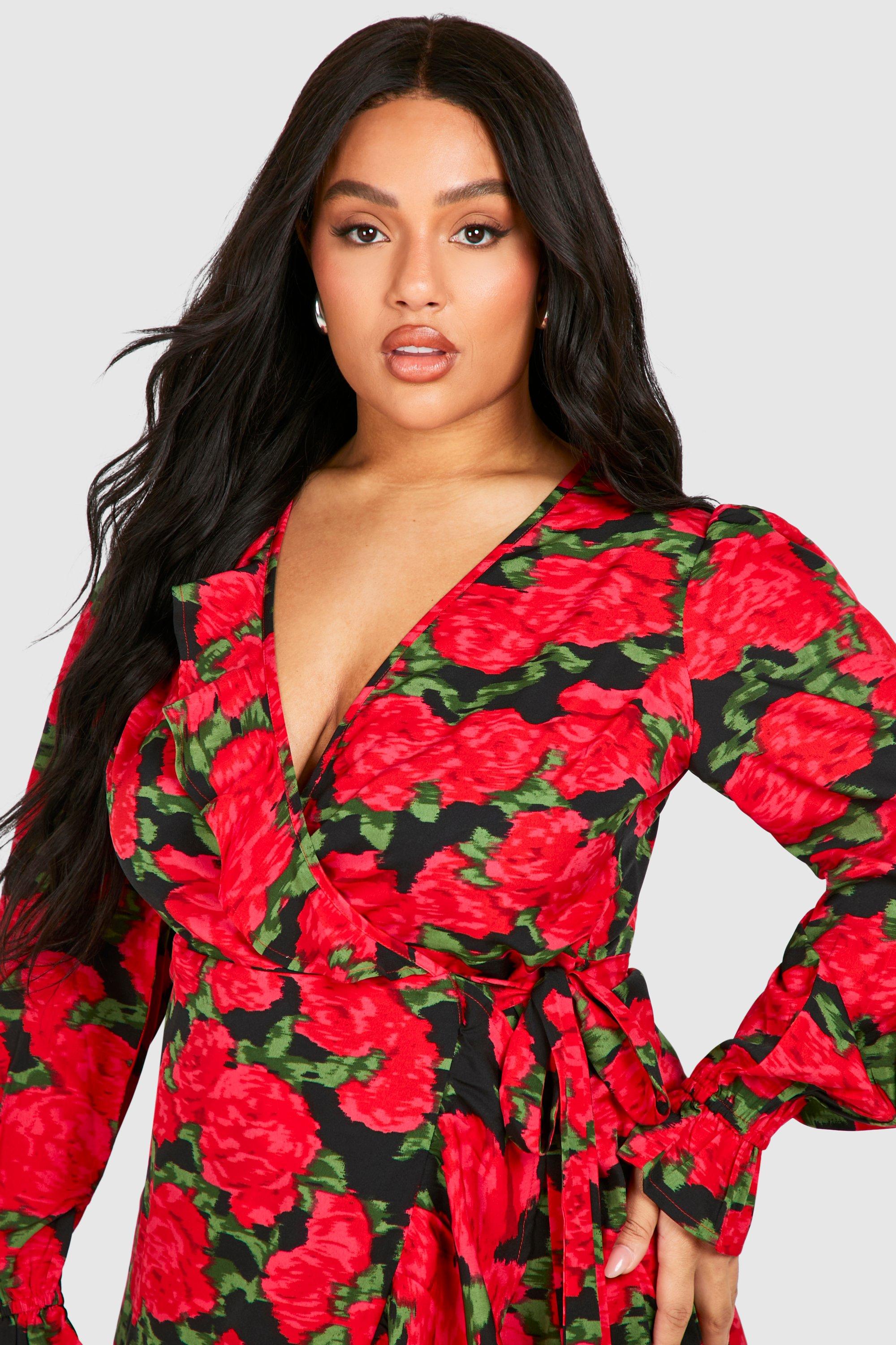 Boohoo plus floral dress best sale