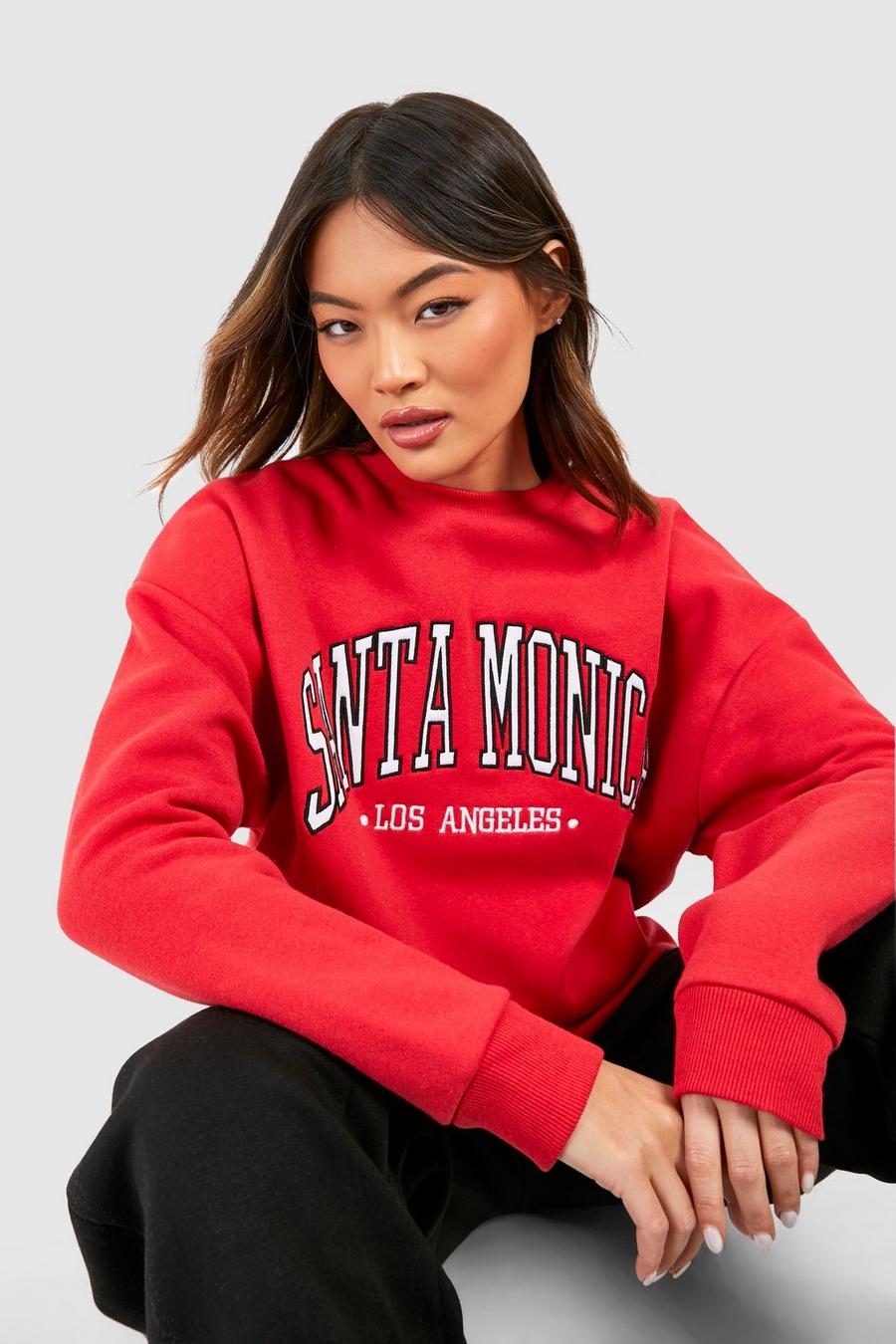 Oversize Sweatshirt mit Santa Monica Applikation, Red image number 1
