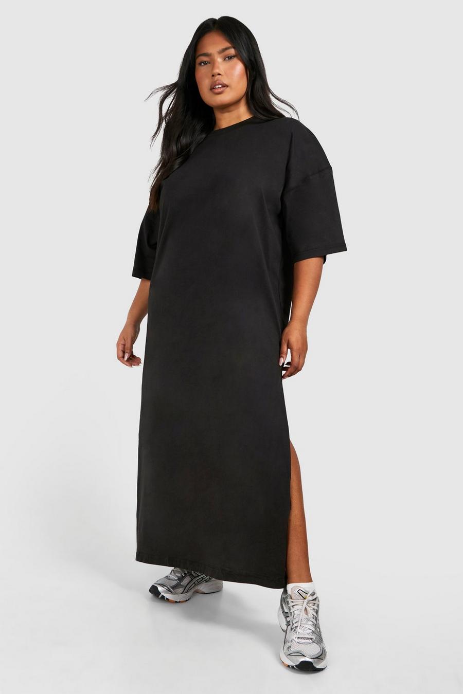 Black Plus Oversized Midaxi T-shirt Dress  image number 1