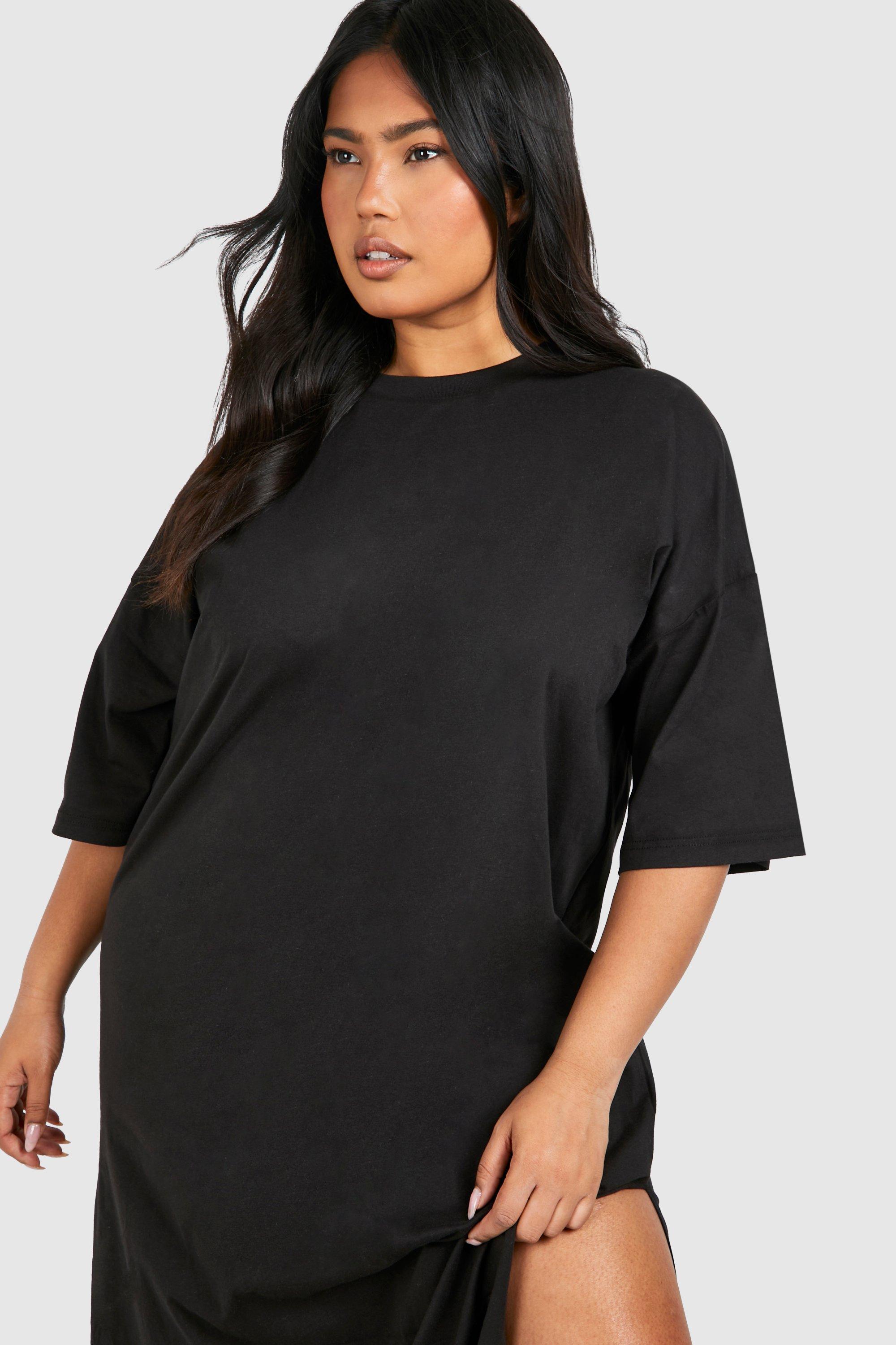 Black plus size t shirt dress online