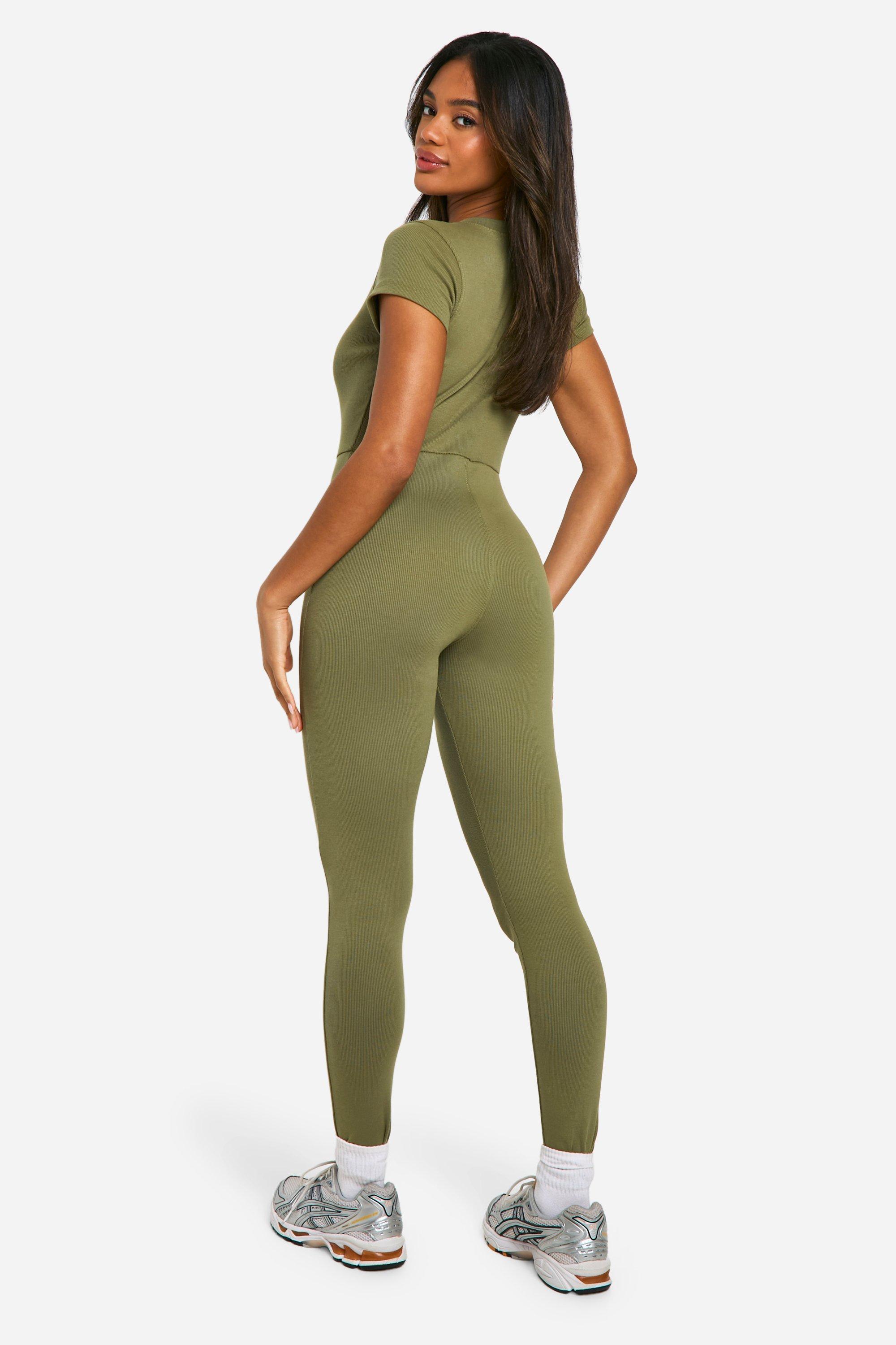 SEXY Women's Boohoo Rib Long Sleeve Jumpsuit Slim Unitard Leggings