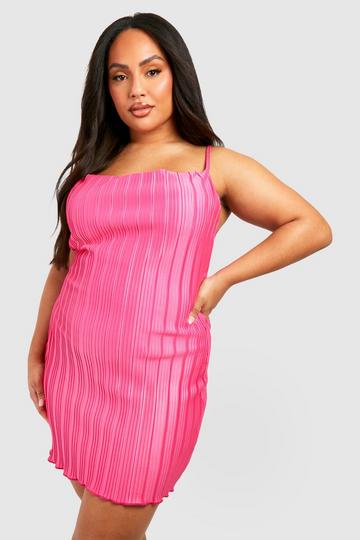 Plus Plisse Cowl Neck Cami Dress bubblegum