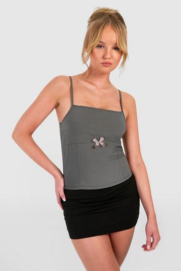 Bengaline Lace Trim Cam Jean Grazer Top grey