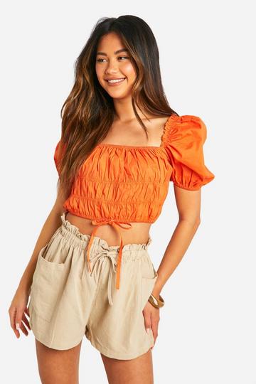 Linnen Shorts Met Geplooide Taille cream
